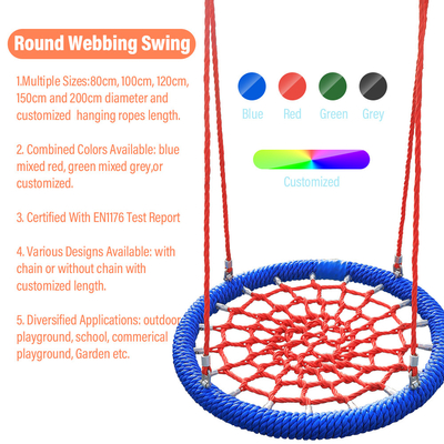 Grauer Grün gemischte Farbe 100cm Durchmesser 12cm Ring Spielplatz Netzschaukel mit hoher Ladekapazität