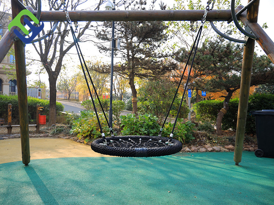 Rundes Kinderspielplatz-Nest schwingen Seat 100cm, das mit hängendem Seil schwarz ist